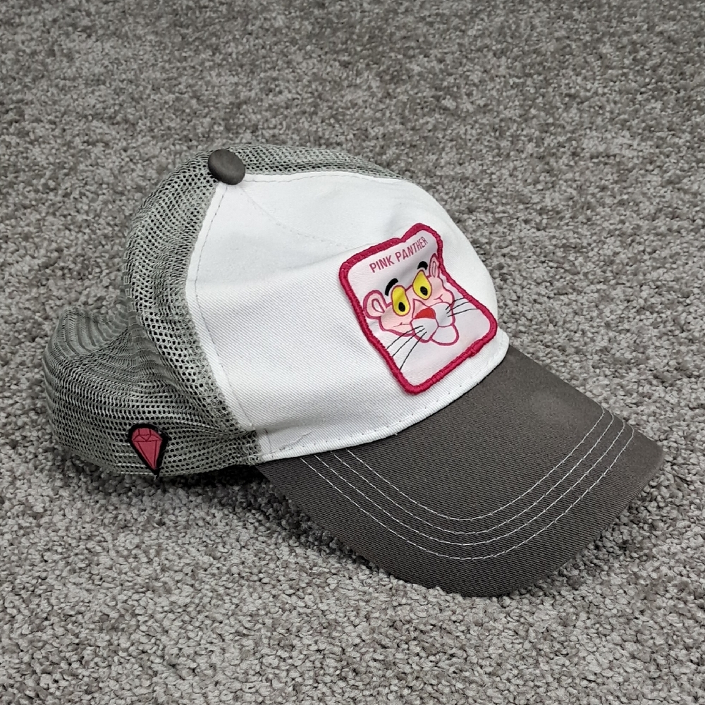 Vintage Pink Panther White and Gray Trucker Hat